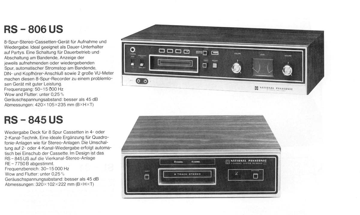 National Panasonic RS-806US eight track.